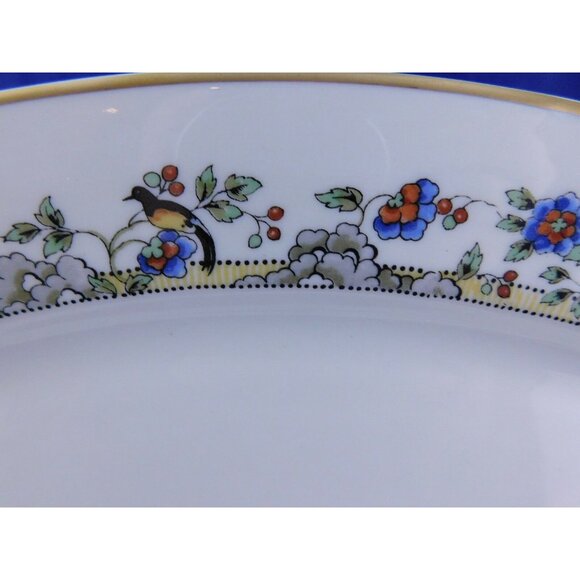Syracuse China Cloisonne 14" Oval Serving Platter Birds Flowers Gold Trim - Picture 1 of 6